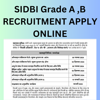 SIDBI Grade A and B recruitment 2024. Apply online before 2/12/2024.