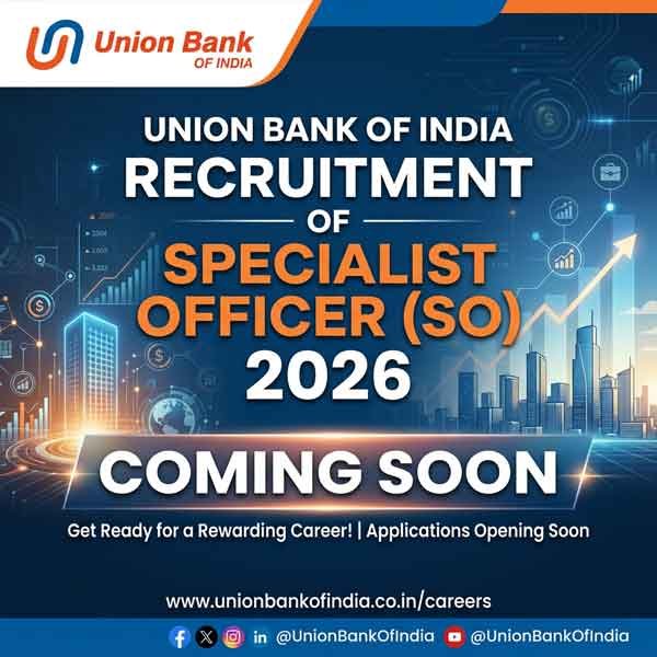 Union bank of India SO recruitment news 2026