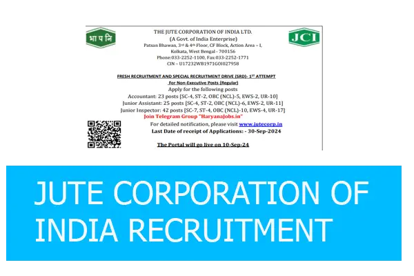 JCI Recruitment notificaiton 2024 for non executive post out